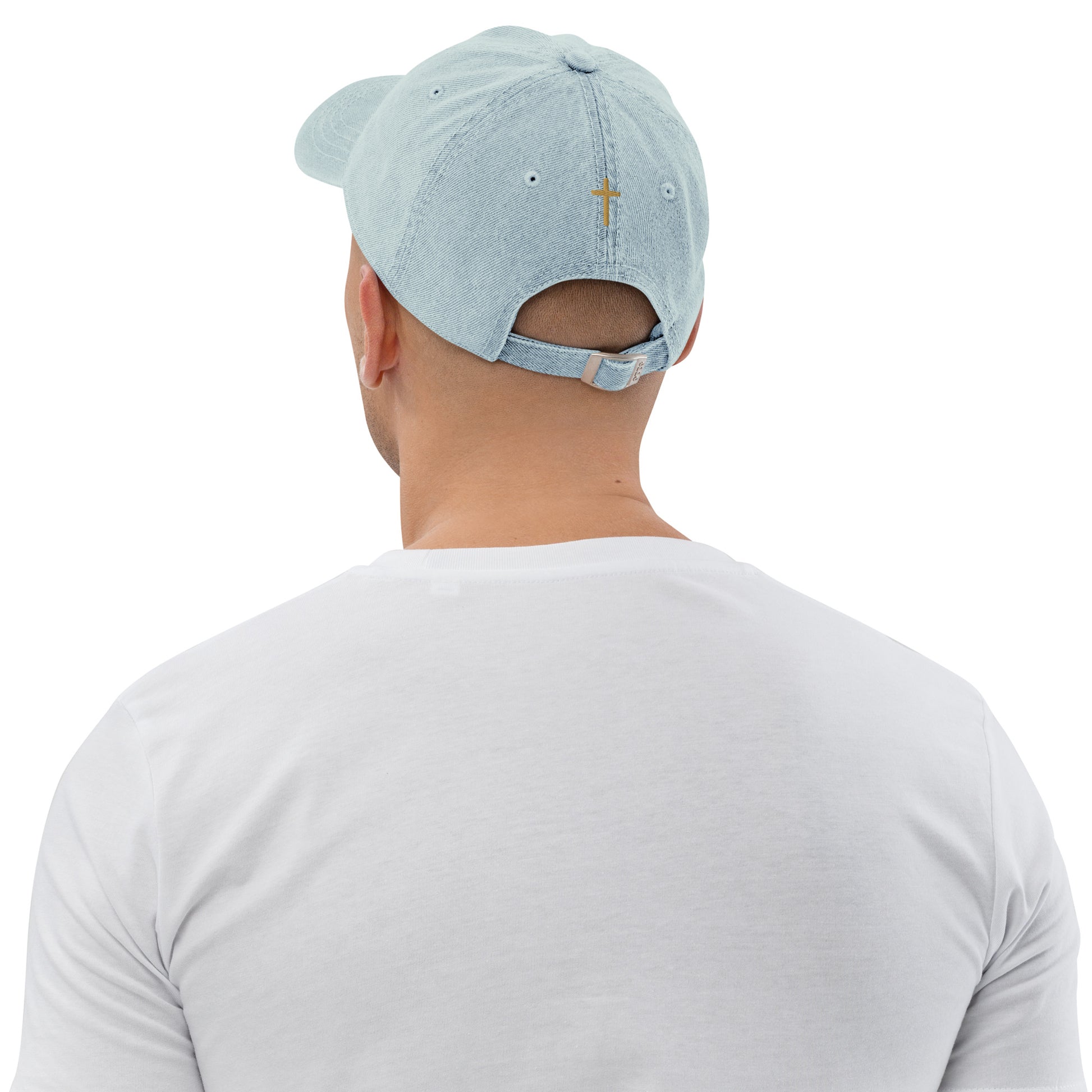 Light blue embroidered denim hat by Kilikina Faith Wear featuring a "Jesus People" design on the front.