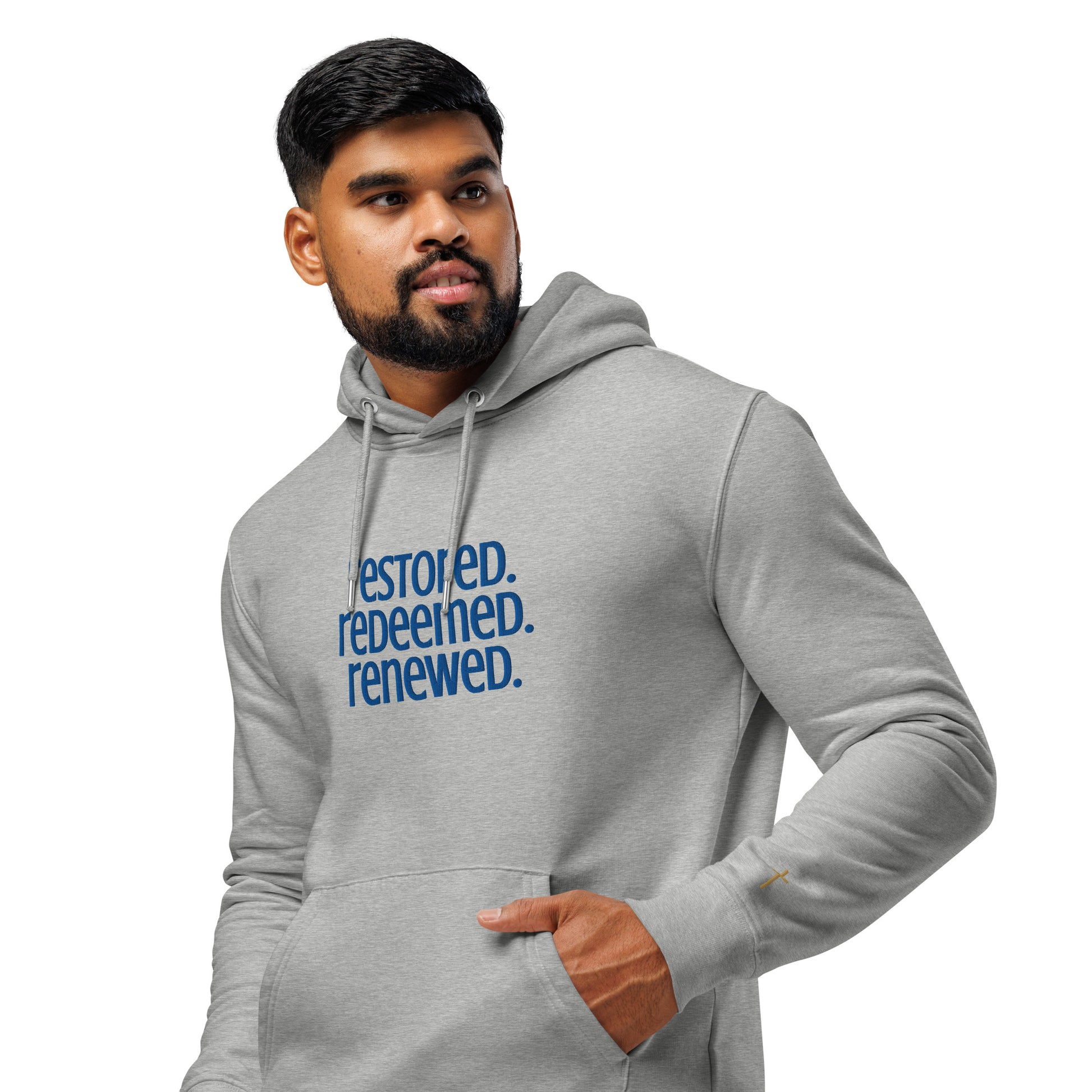 Restored Redeemed Renewed, Embroidered Hoodie.