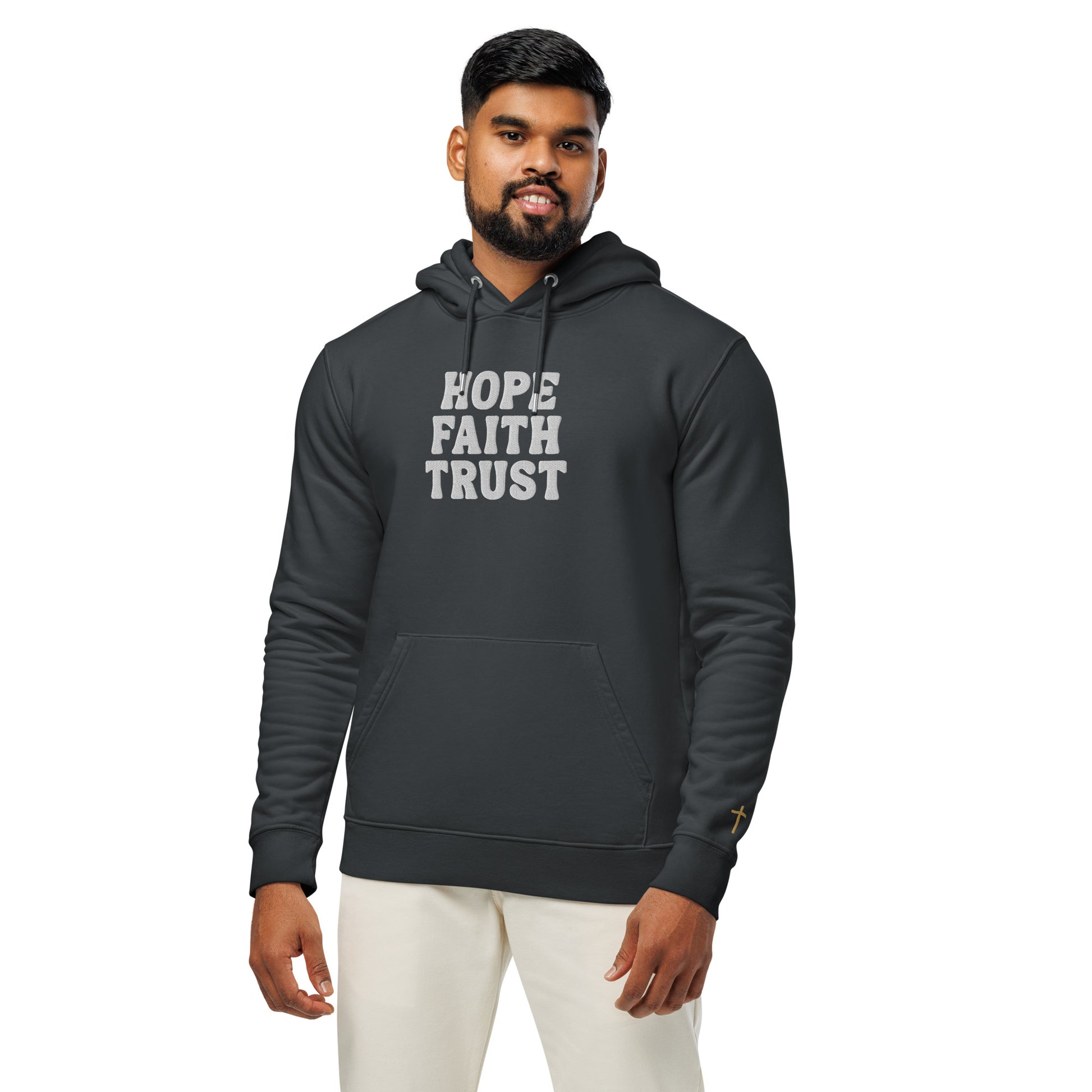 Hope Faith Trust, Embroidered Hoodie.