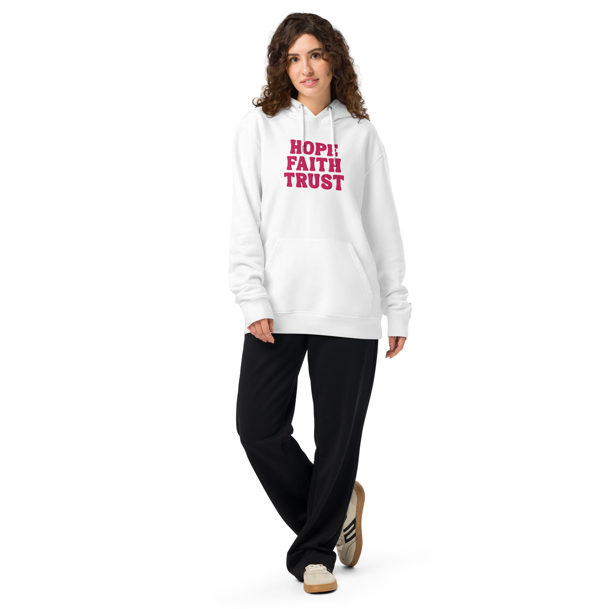 Hope Faith Trust, Embroidered Hoodie.