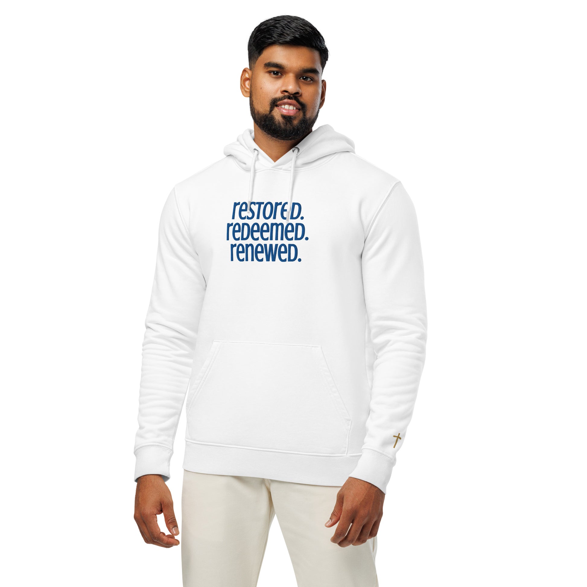 Restored Redeemed Renewed, Embroidered Hoodie.