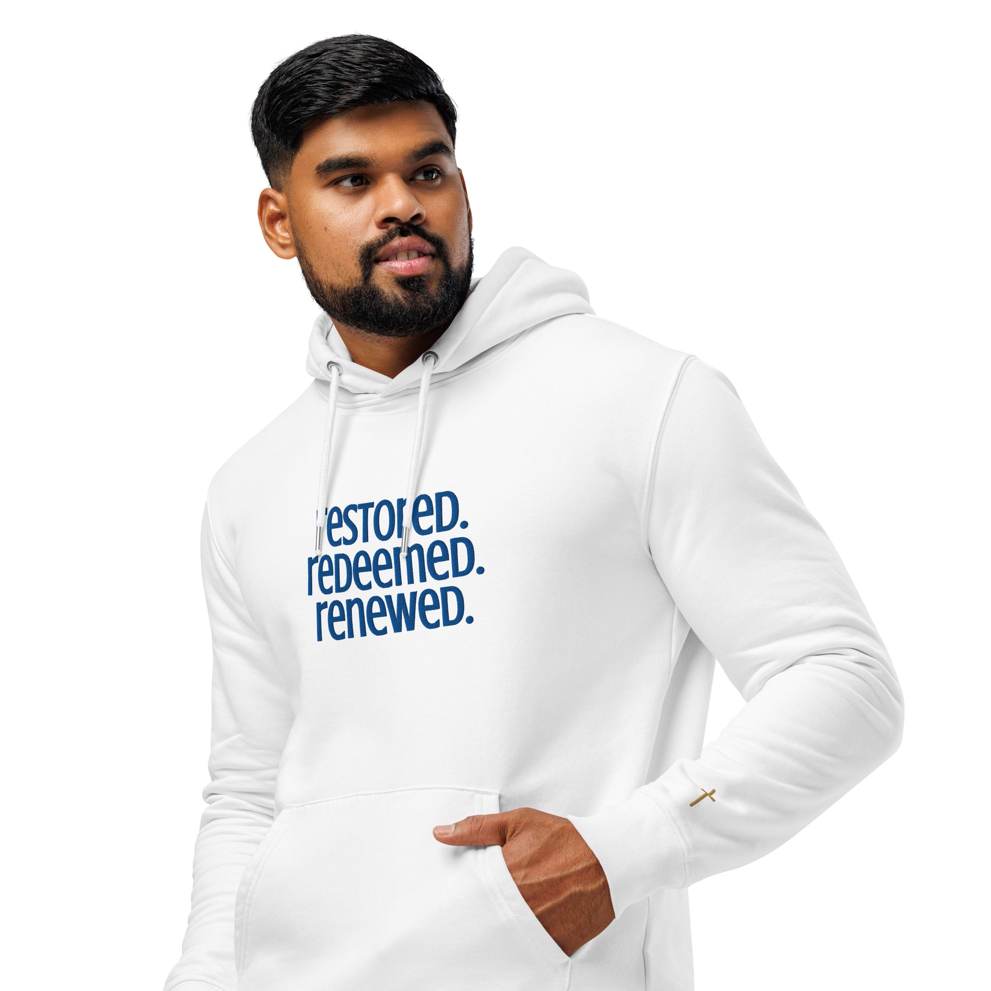 Restored Redeemed Renewed, Embroidered Hoodie.