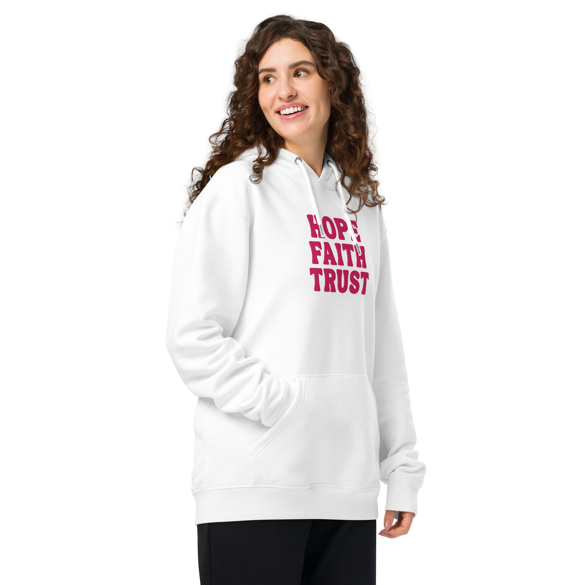 Hope Faith Trust, Embroidered Hoodie.