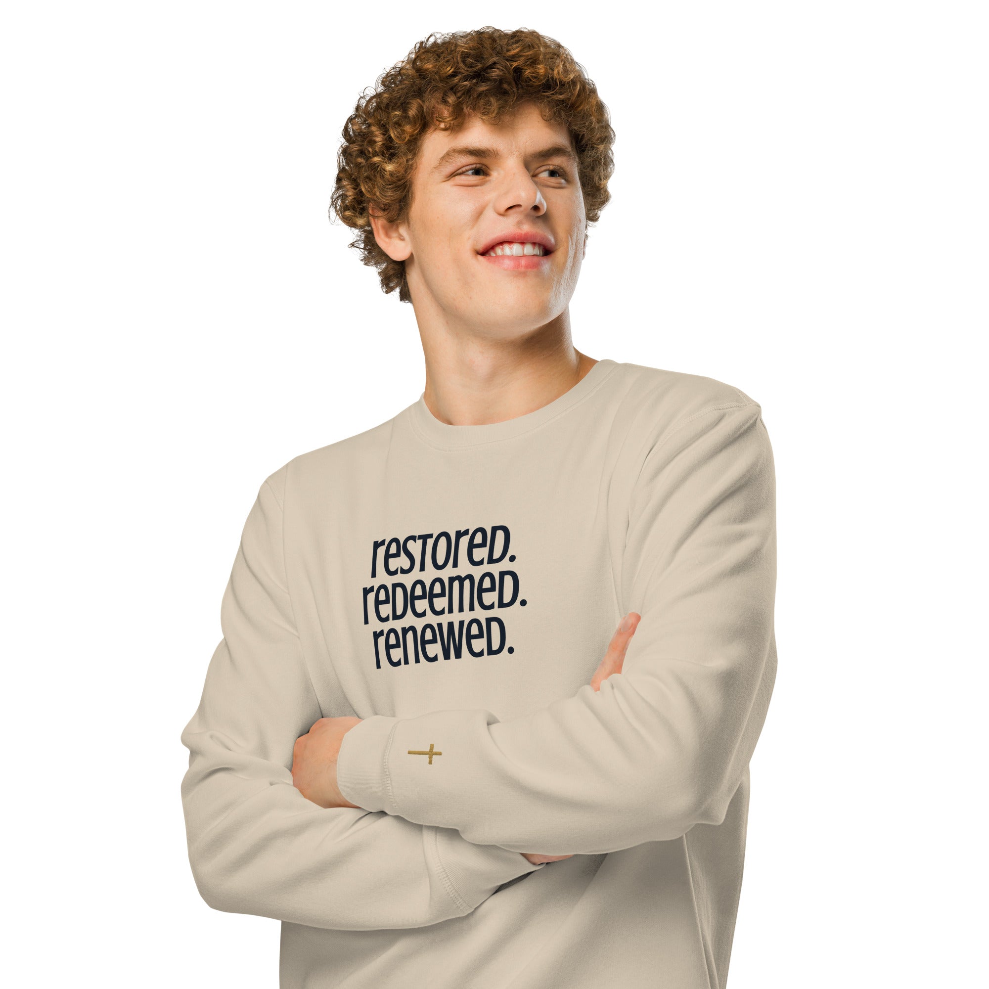 Restored Redeemed Renewed, Printed Sweatshirt.