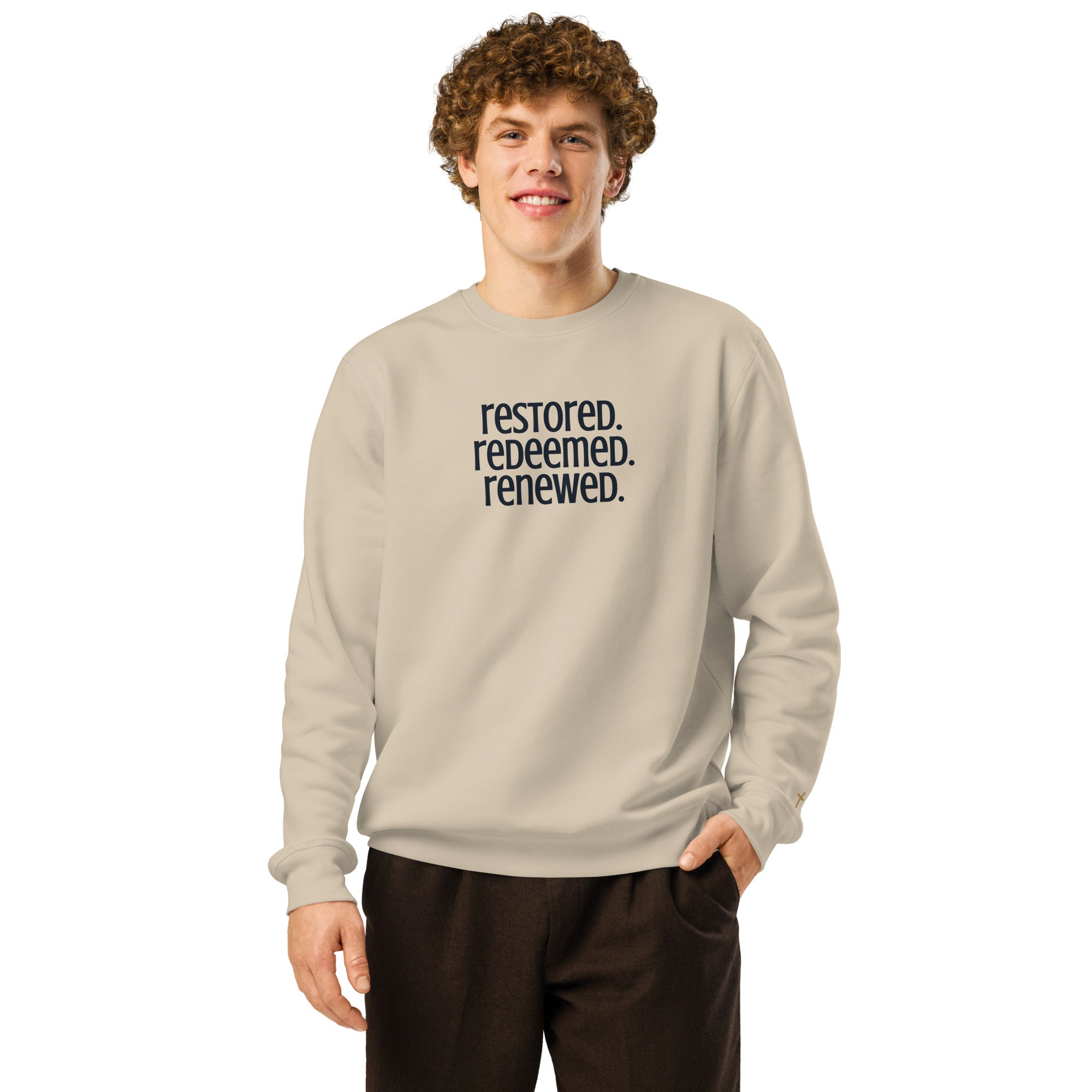 Restored Redeemed Renewed, Printed Sweatshirt.